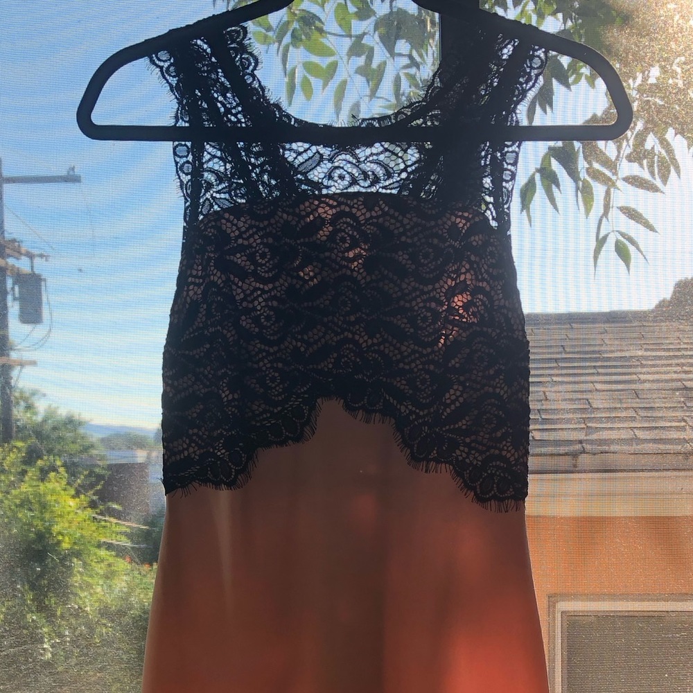 Sexy Charlotte Russe Pink w/ Black Lace Dress, Size M (6-8)